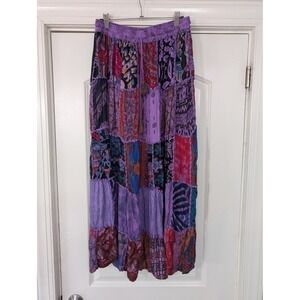 Patchwork Maxi‎ Skirt Purple Bohemian Festival Hippie India Ren Faire Free Size